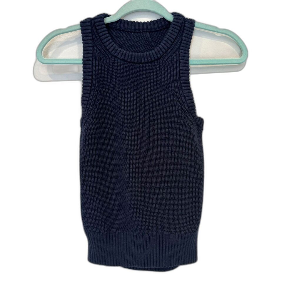 J.Crew Tank Sweater Cotton Cashmere Cross-Back Preppy Heritage Navy Women Small - Picture 2 of 9